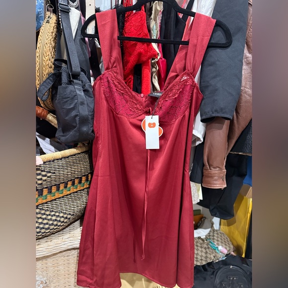 Cider NWT Size L Burgundy sweetheart, slip mini dress - Picture 11 of 11